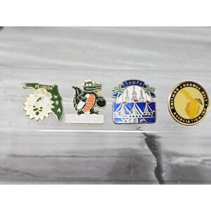 VTG Bowling Lapel Hat Pin Lot Of 4 Metal Enamel Florida‎ WBA GATOR